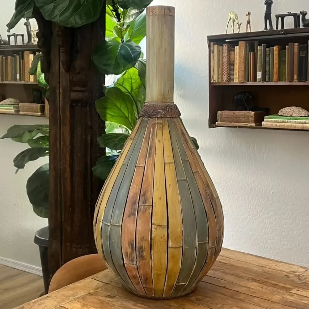 Retro Late 20th Century Large Bamboo Floor Vase 32